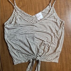 Olivia Rae Black and White Crop Tie Front Camisole